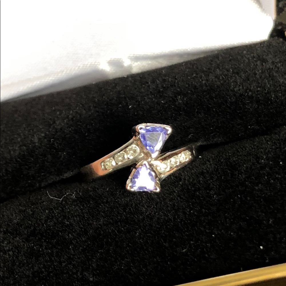 SOLD.   Bipass Trillion Tanzanite Ring